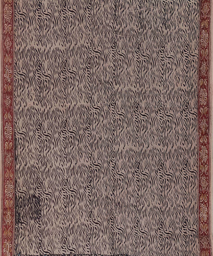 Offwhite black allover kalamkari cotton hand printed saree