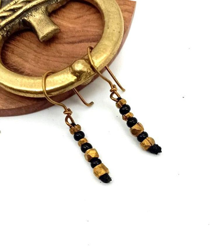 Golden black handcrafted brass earring