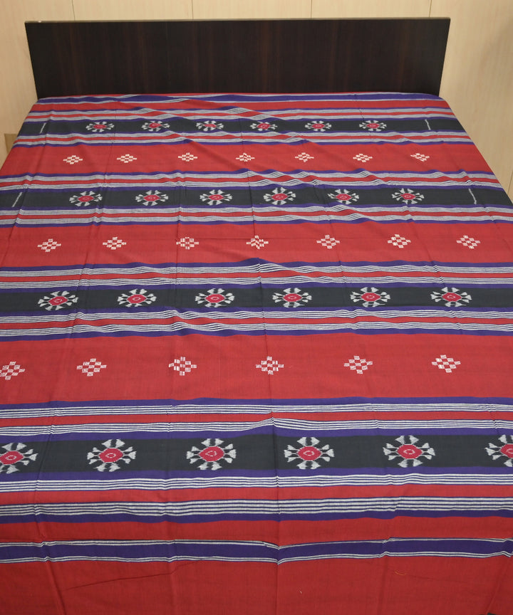 Maroon multicolour traditional handmade sambalpuri cotton bedsheet
