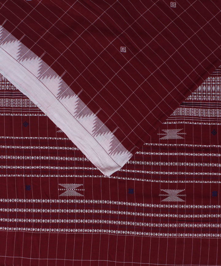 Maroon offwhite handloom kotpad cotton saree