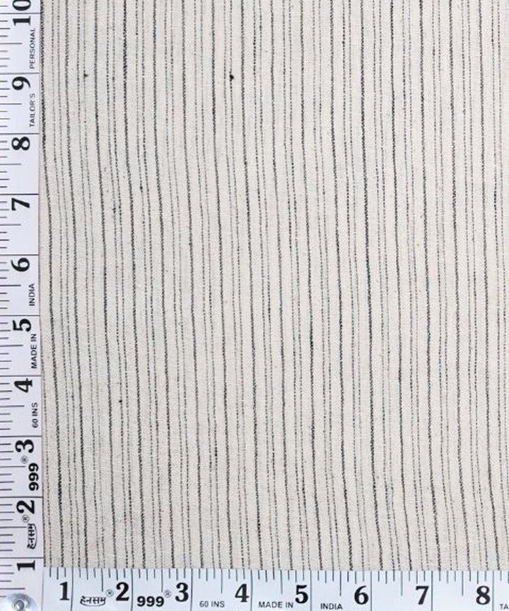 Black stripe on cream handwoven cotton kala cotton fabric