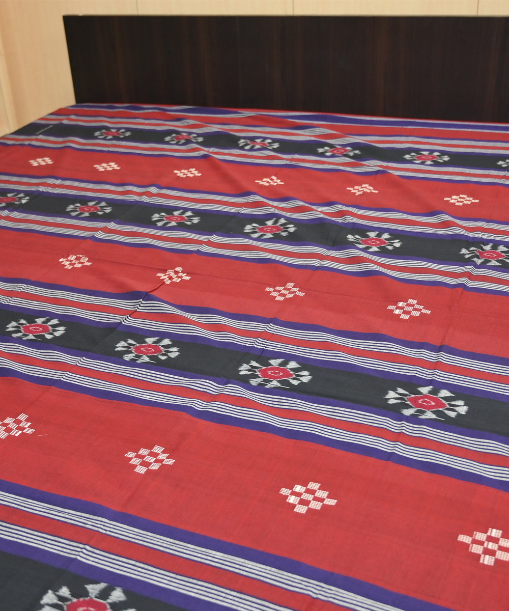 Maroon multicolour traditional handmade sambalpuri cotton bedsheet