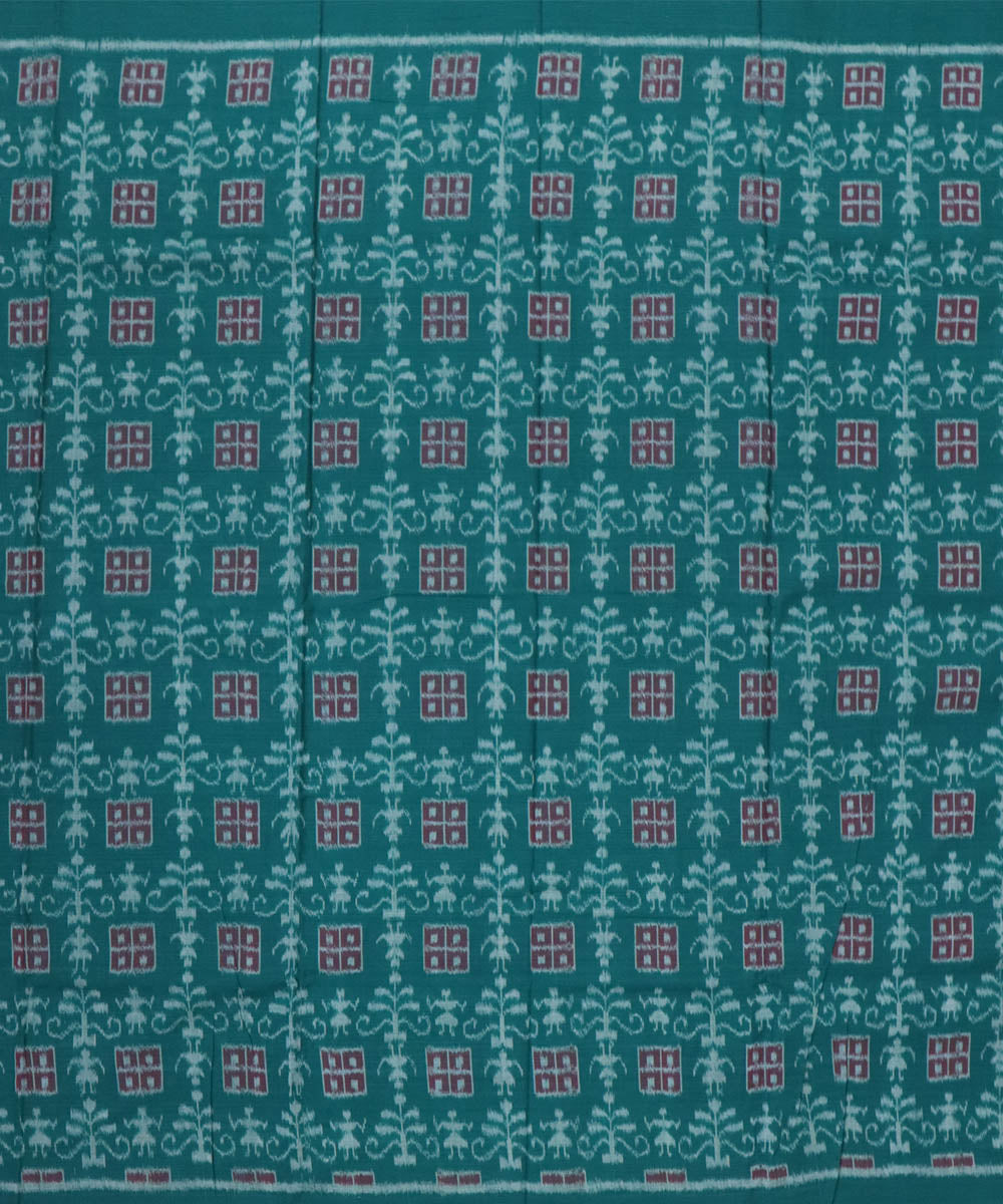 Red multicolor handwoven cotton sambalpuri dress material