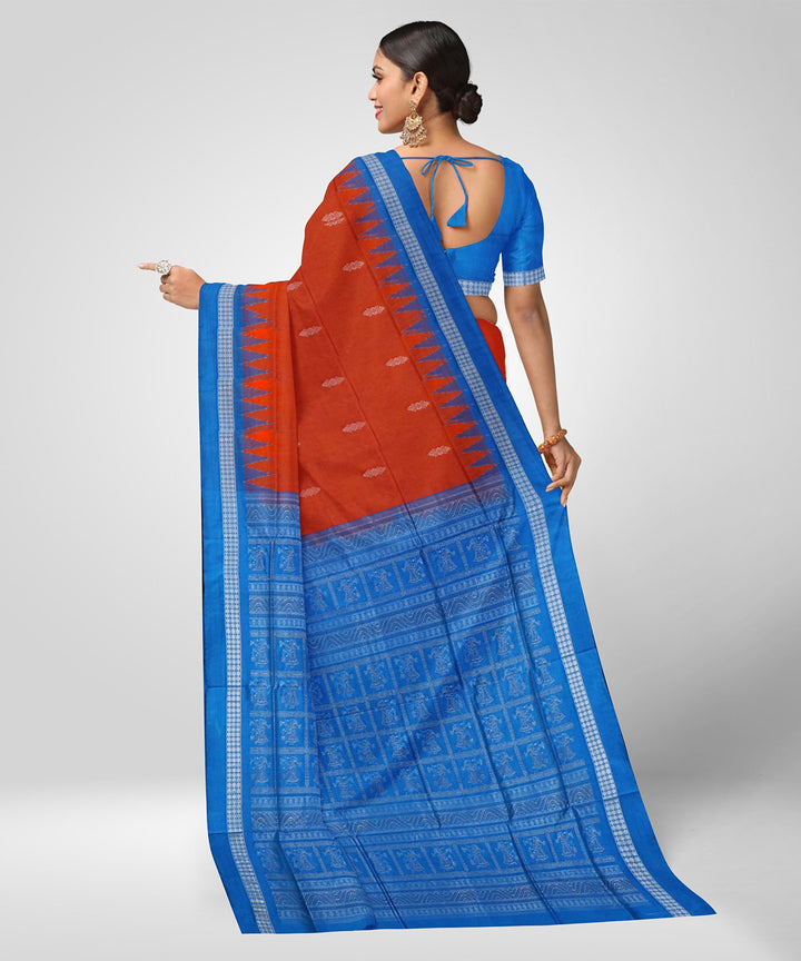 Dark pastel red silk handwoven sambalpuri saree