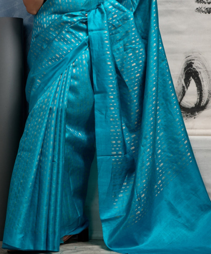 Light blue handwoven chhatisgarh tussar silk saree