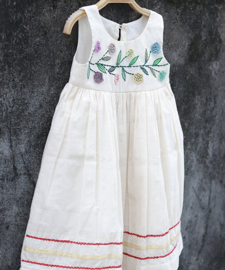 Thiruvathira white handwoven cotton dress