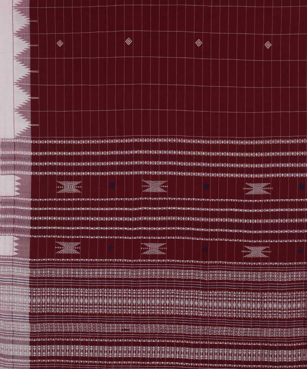 Maroon offwhite handloom kotpad cotton saree