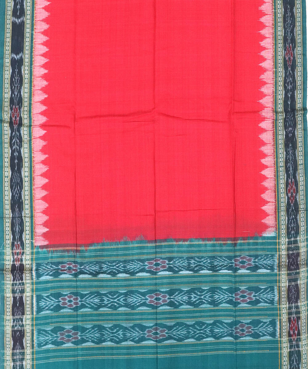 Red multicolor handwoven cotton sambalpuri dress material
