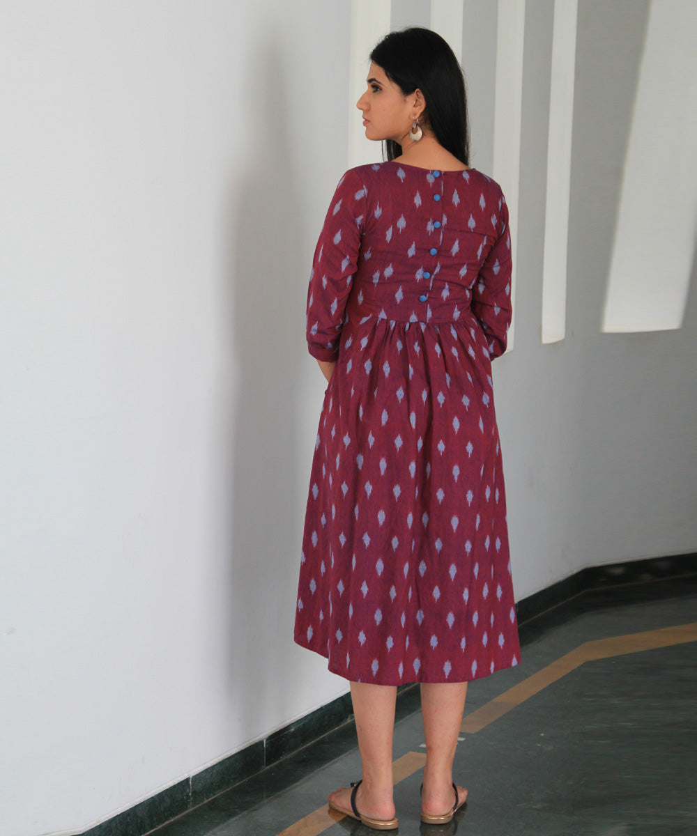 Purple hand crafted pochampally ikat cotton dress