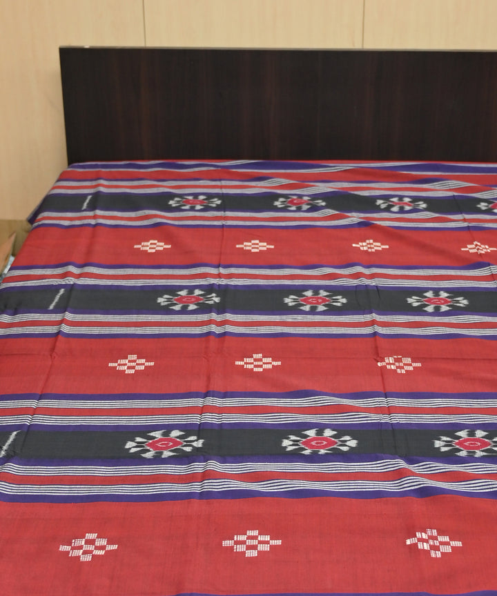Maroon multicolour traditional handmade sambalpuri cotton bedsheet