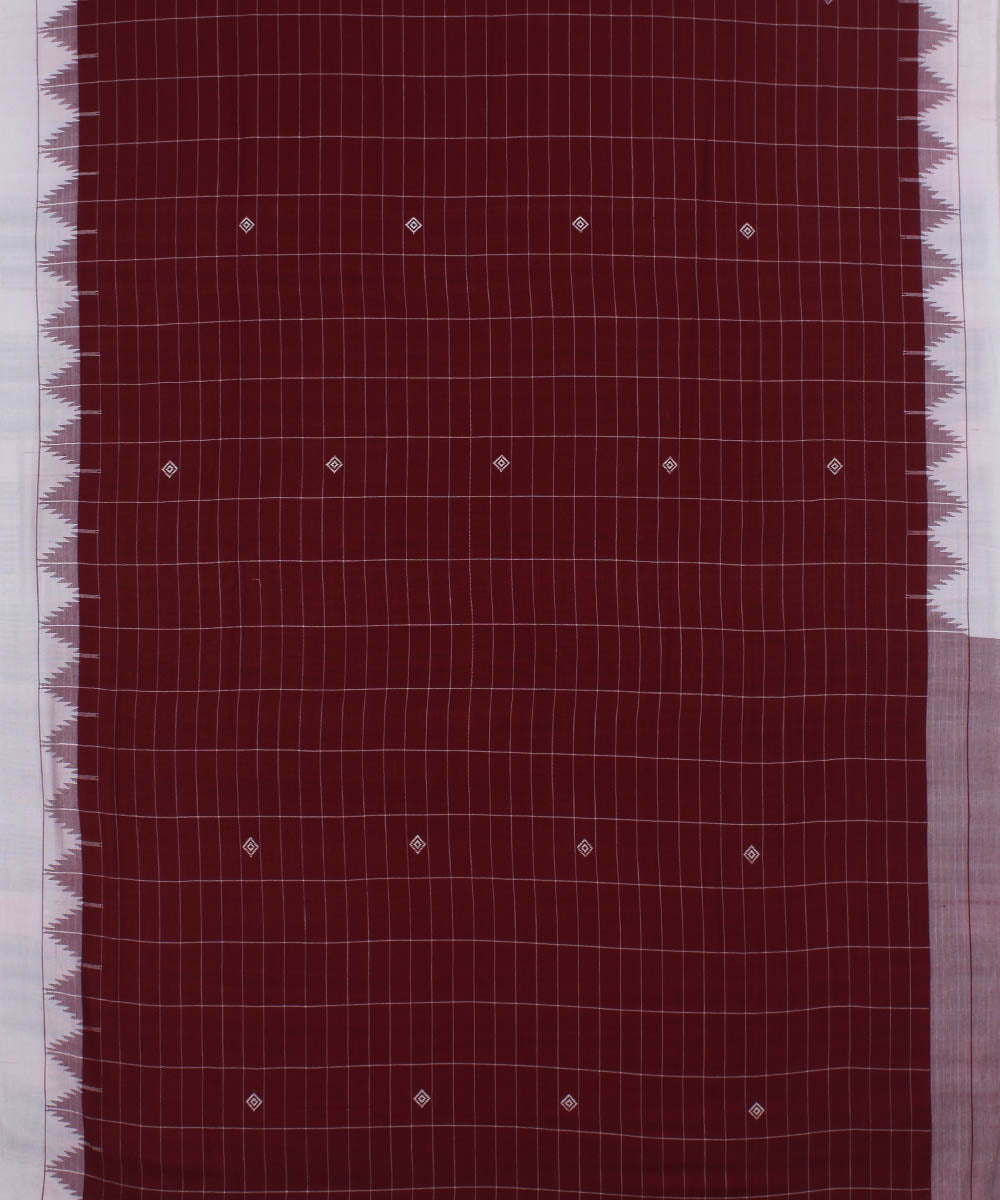 Maroon offwhite handloom kotpad cotton saree