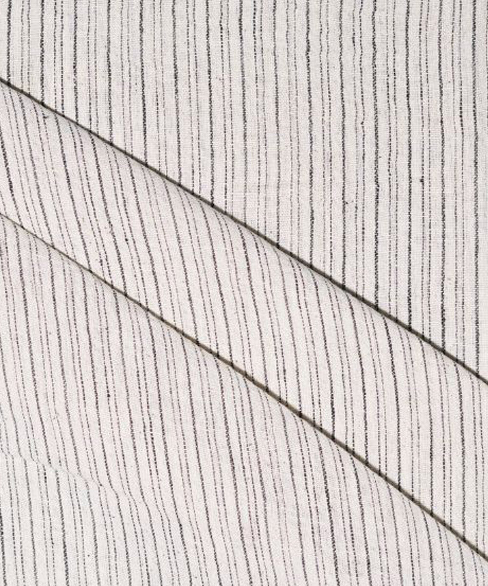 Black stripe on cream handwoven cotton kala cotton fabric