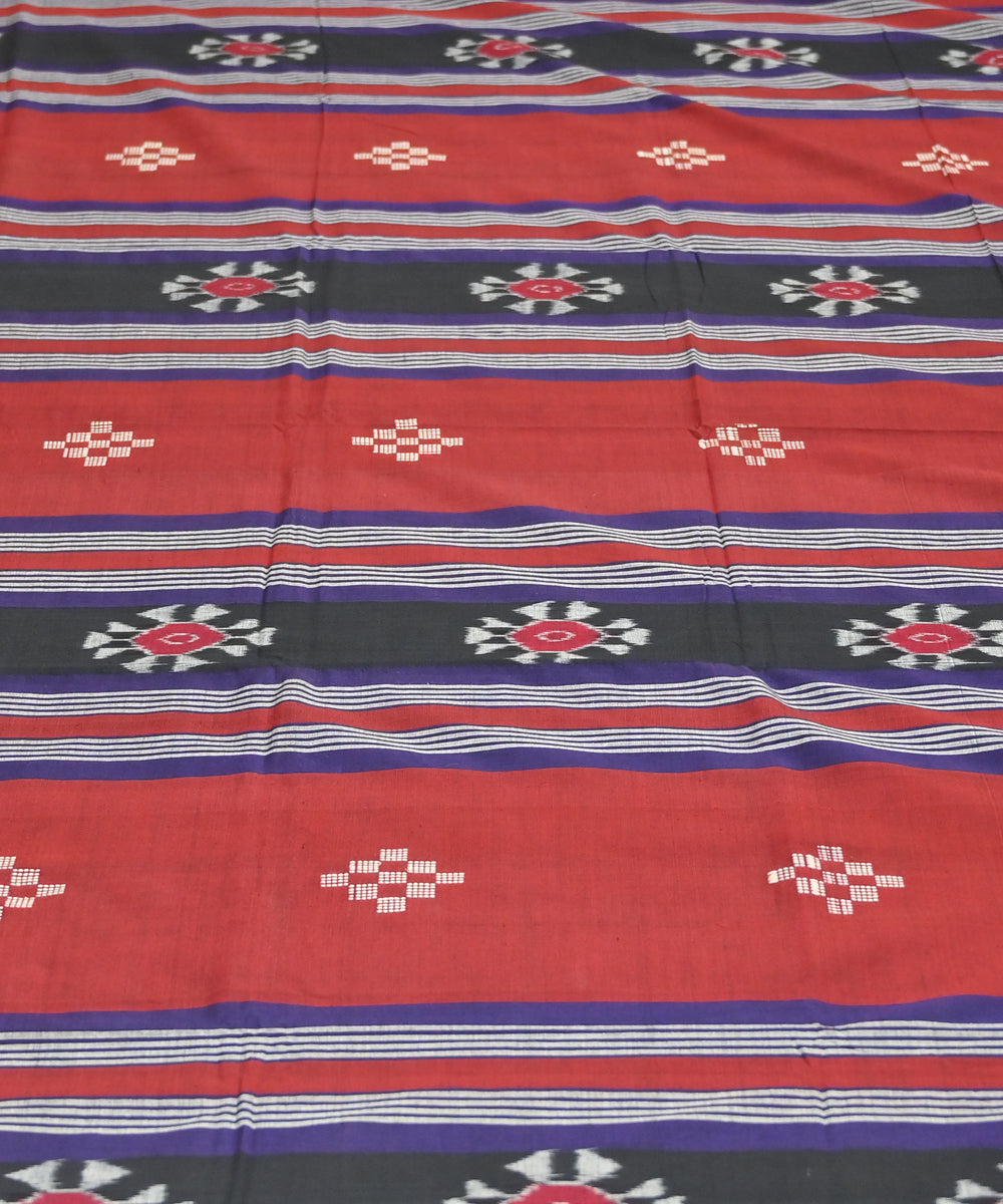 Maroon multicolour traditional handmade sambalpuri cotton bedsheet