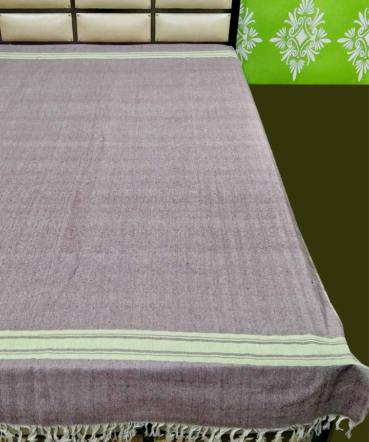 Purple off white handwoven cotton cotton AC blanket
