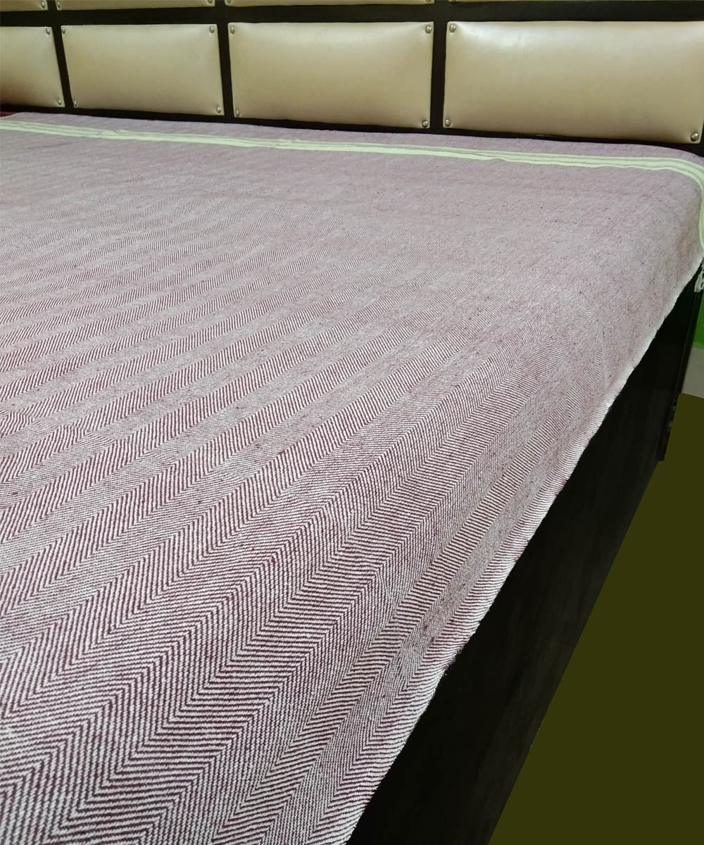 Purple off white handwoven cotton cotton AC blanket