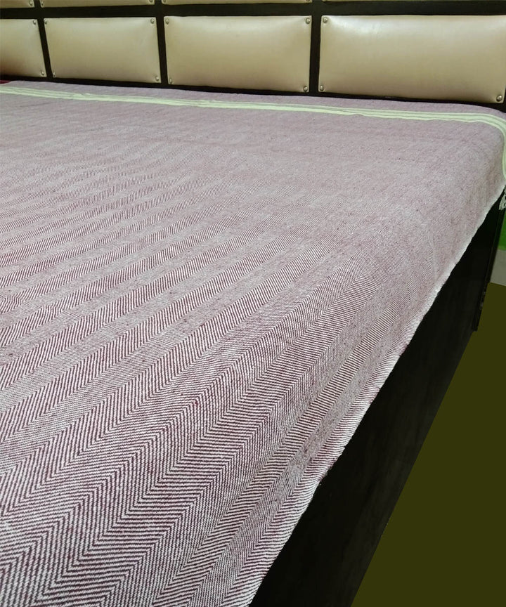 Purple off white handwoven cotton cotton AC blanket