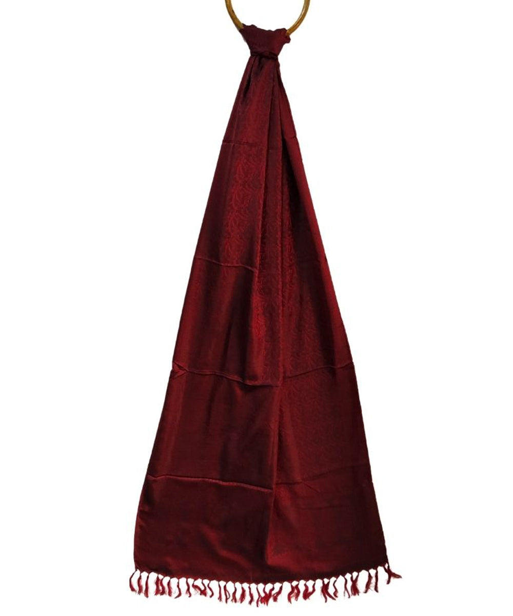 Maroon silk handwoven banarasi stole