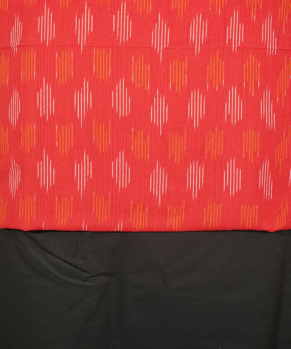 3pc Red white handloom cotton pochampally ikat dress material