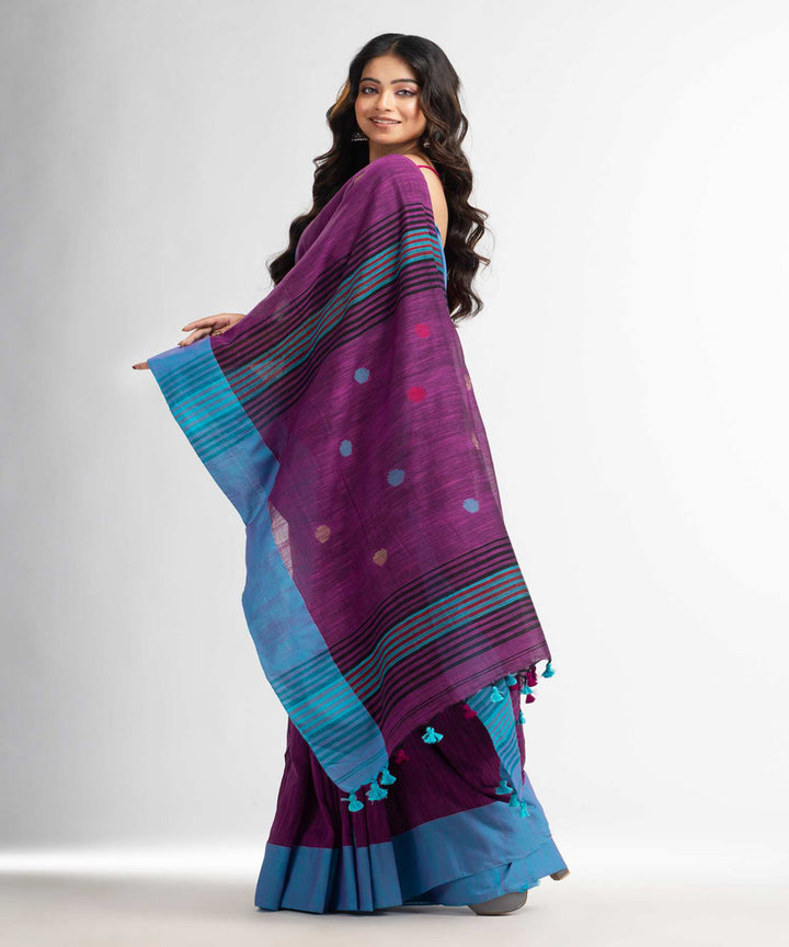 Purple handwoven bengal cotton saree