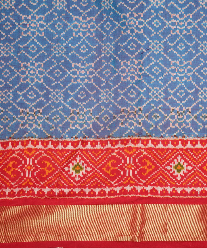 Grey red silk handloom pochampally ikat saree