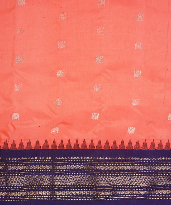Orange blue handwoven gadwal silk saree
