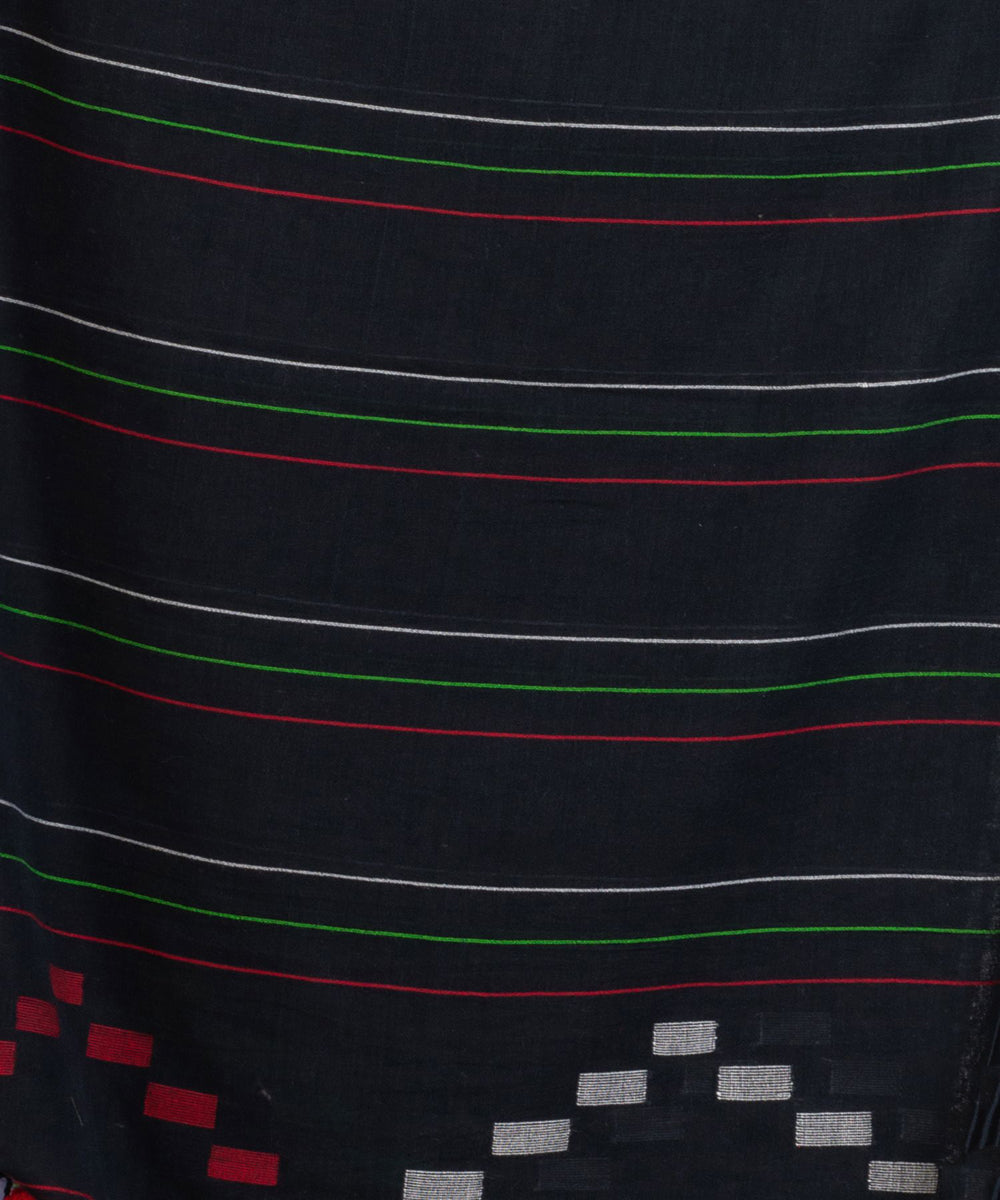 Black handwoven cotton bengal saree