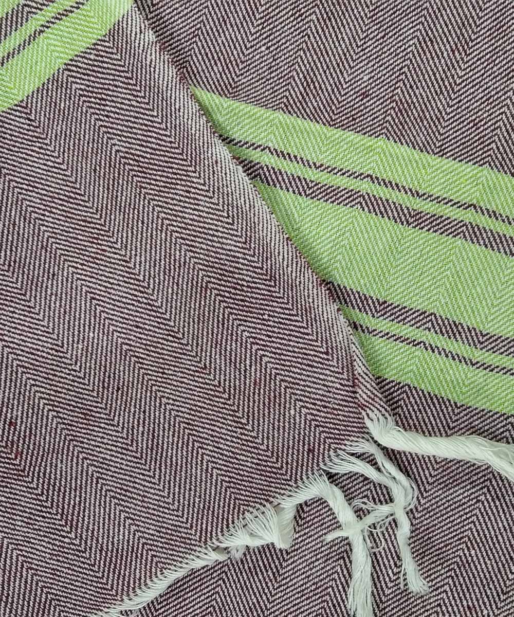 Purple off white handwoven cotton cotton AC blanket