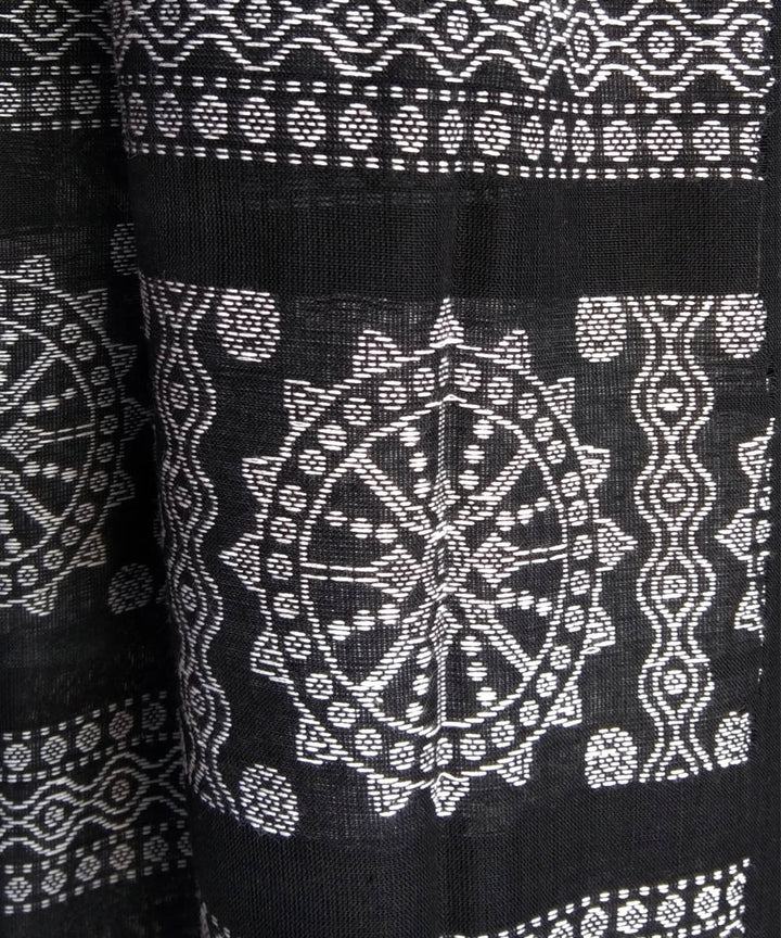 Black white handwoven cotton bomkai dupatta