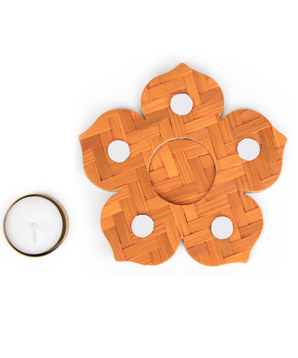 Kusum Handcrafted Bamboo Tea Light Holder - Set of 5