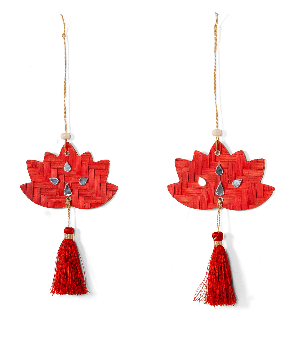 Lotus Handcrafted Bamboo Hanging - Set of 4