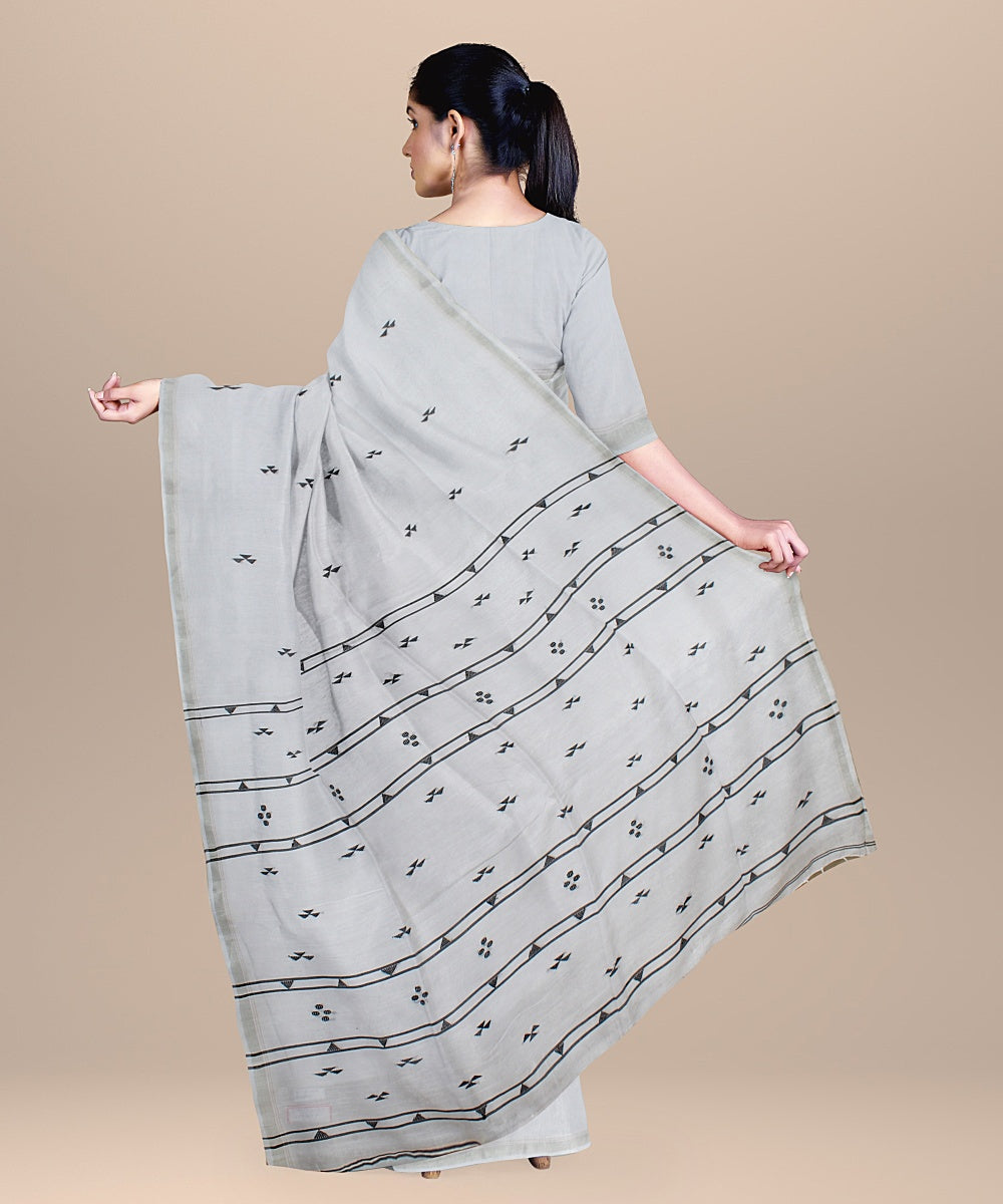 White black handloom bengal cotton saree