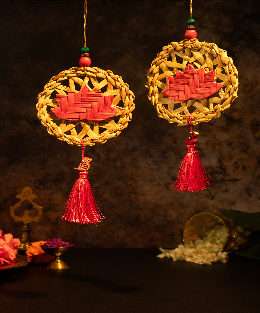 Chakra Lotus Handcrafted Banana Hanging - Set of 2