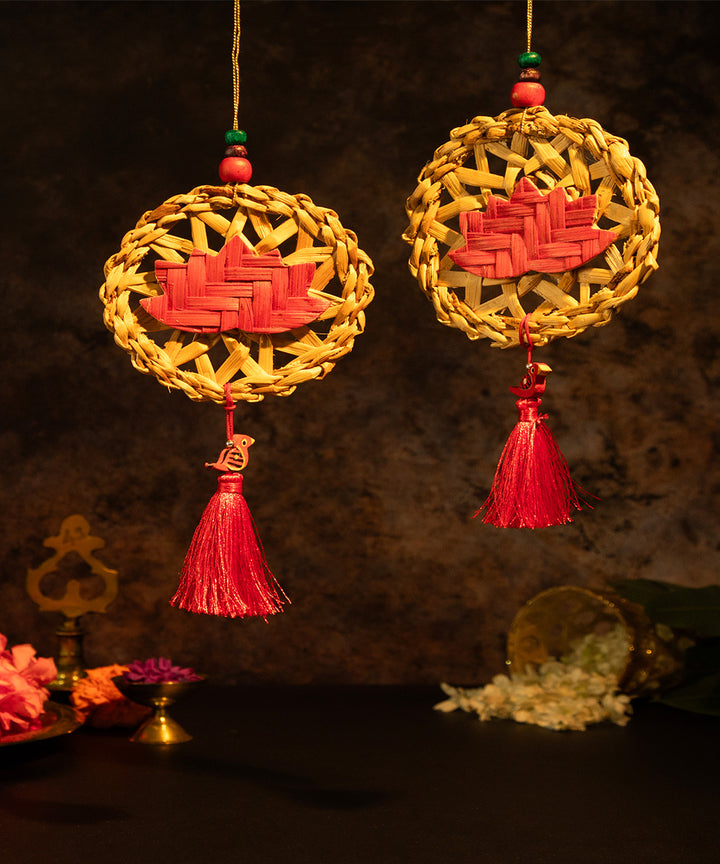 Chakra Lotus Handcrafted Banana Hanging - Set of 2