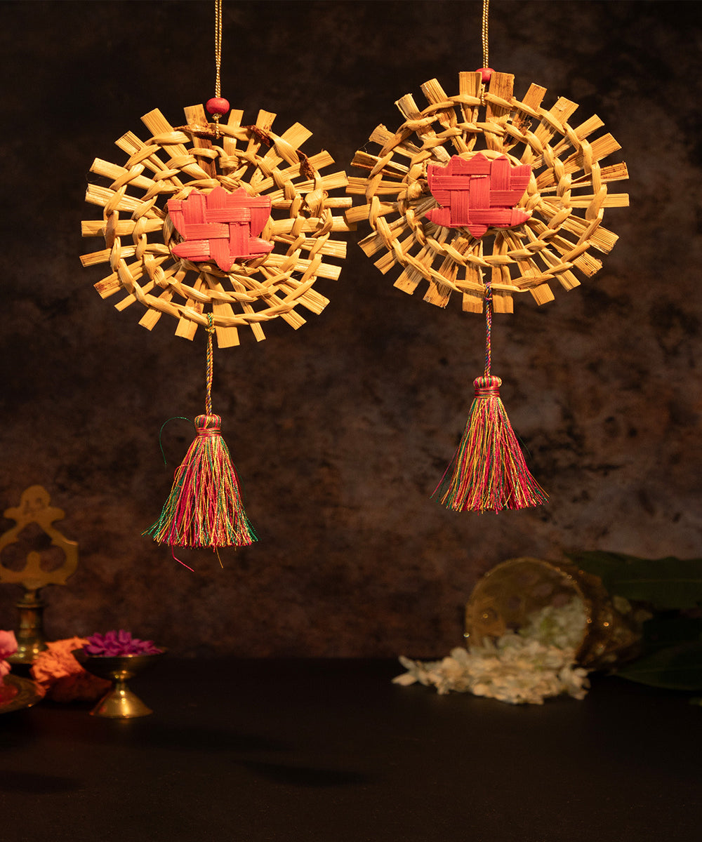 Mandala Lotus Handcrafted Banana Hanging - Set of 2