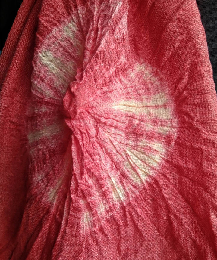 Carrot red white tie dyed cotton dupatta