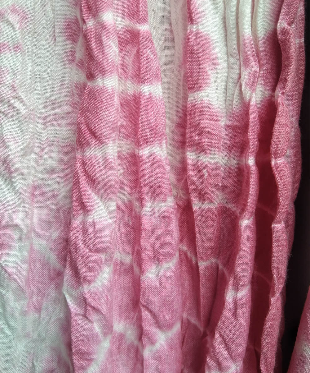 White pink tie dyed cotton dupatta
