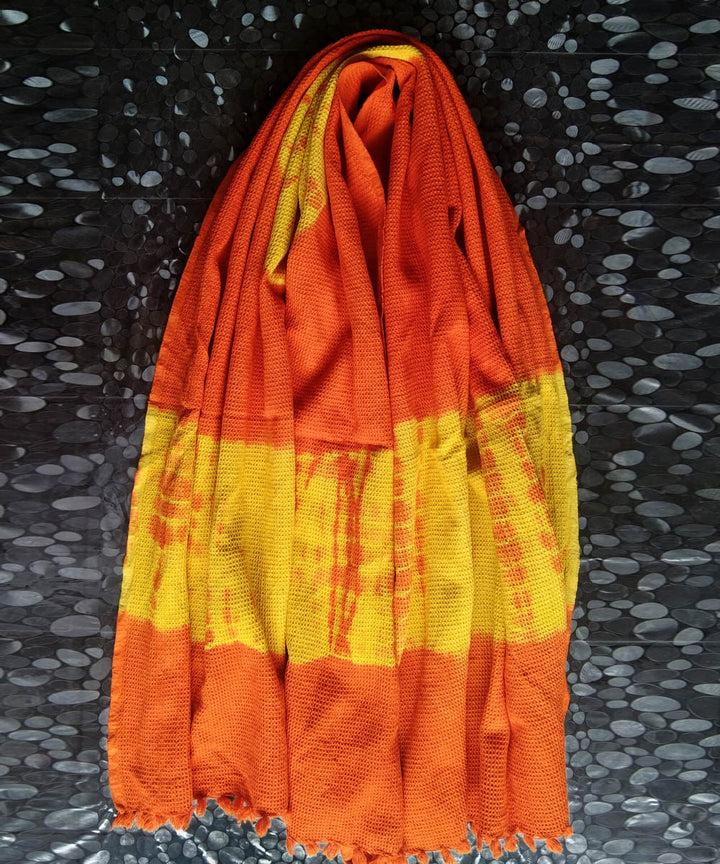 Orange yellow tie dyed cotton towel