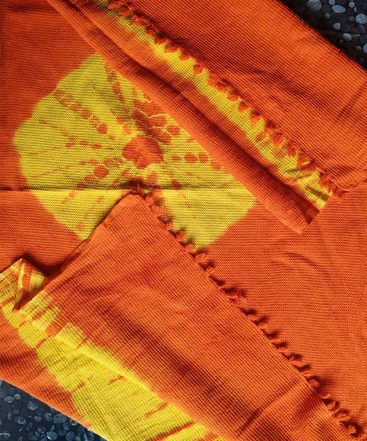 Orange yellow tie dyed cotton towel