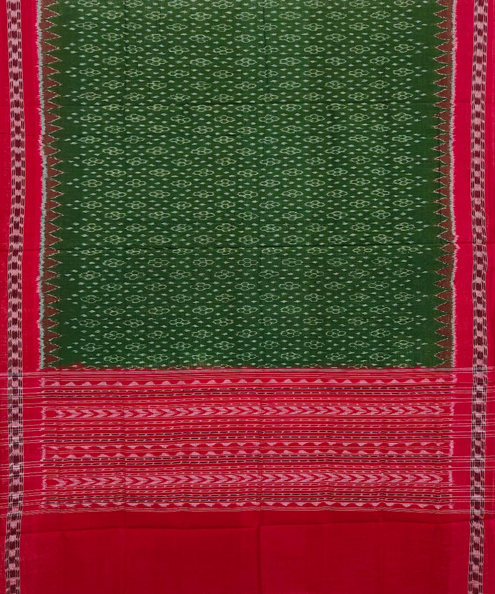 Olive green red handloom cotton sambalpuri dupatta