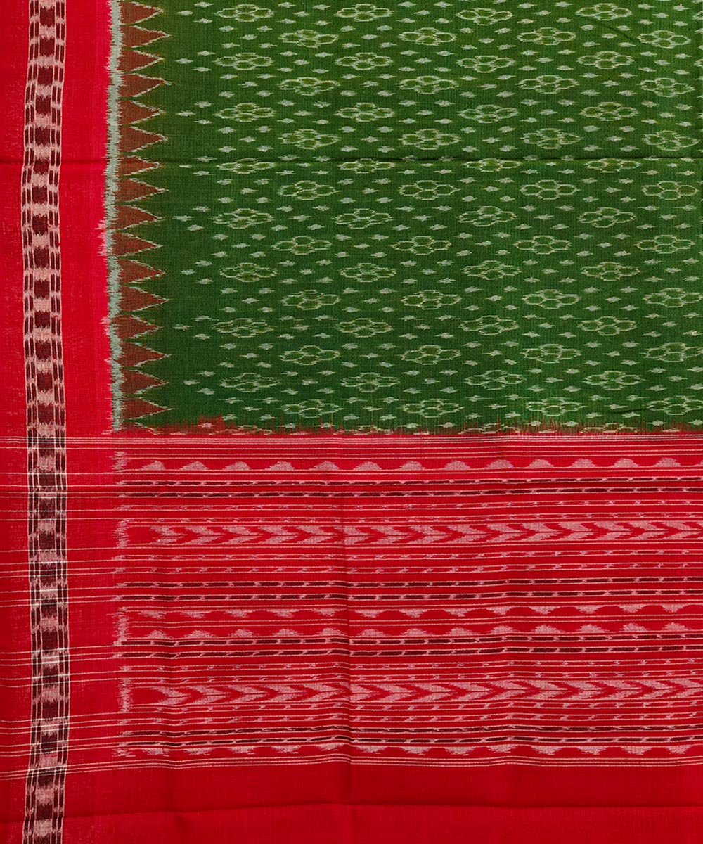 Olive green red handloom cotton sambalpuri dupatta