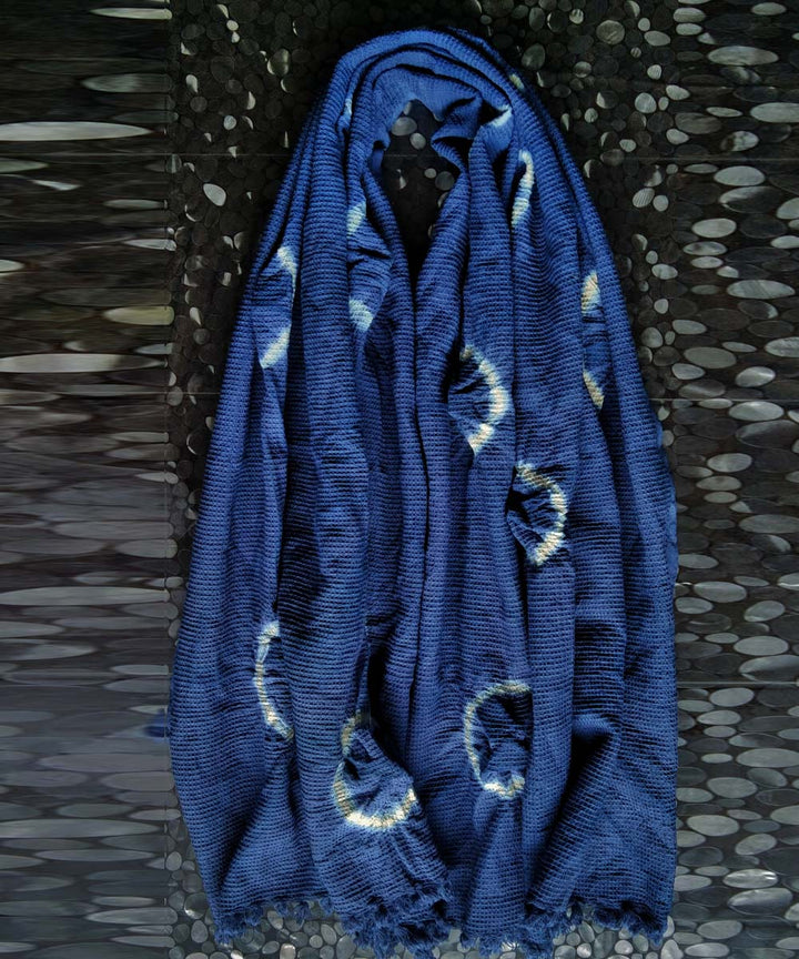 Navy blue white cotton tie dyed towel