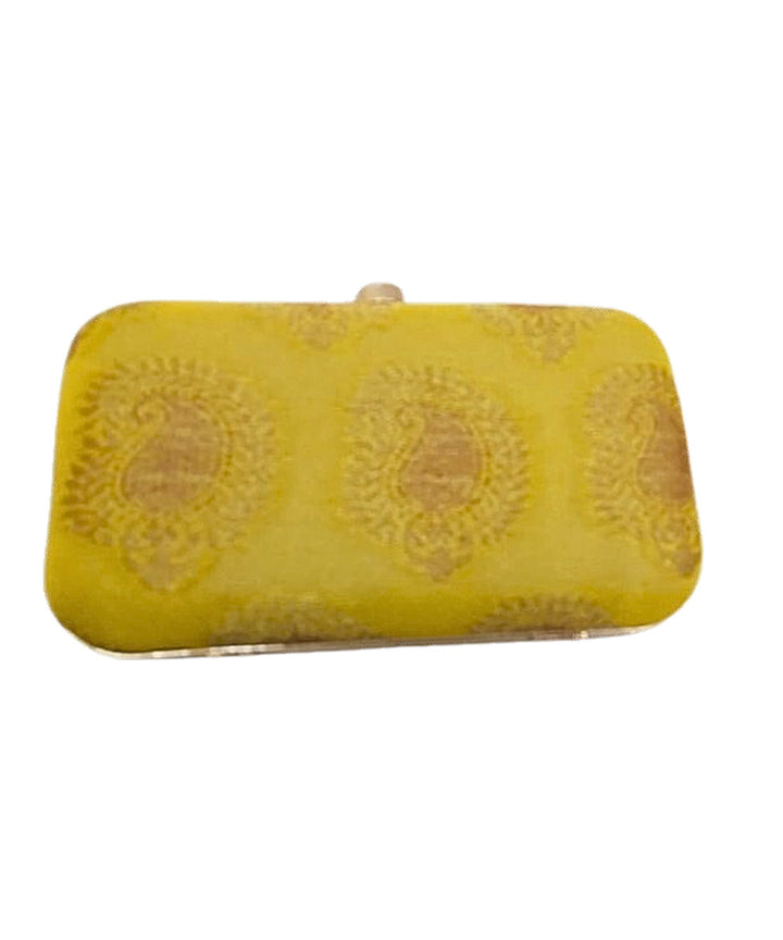 Yellow silk handcrafted clutch