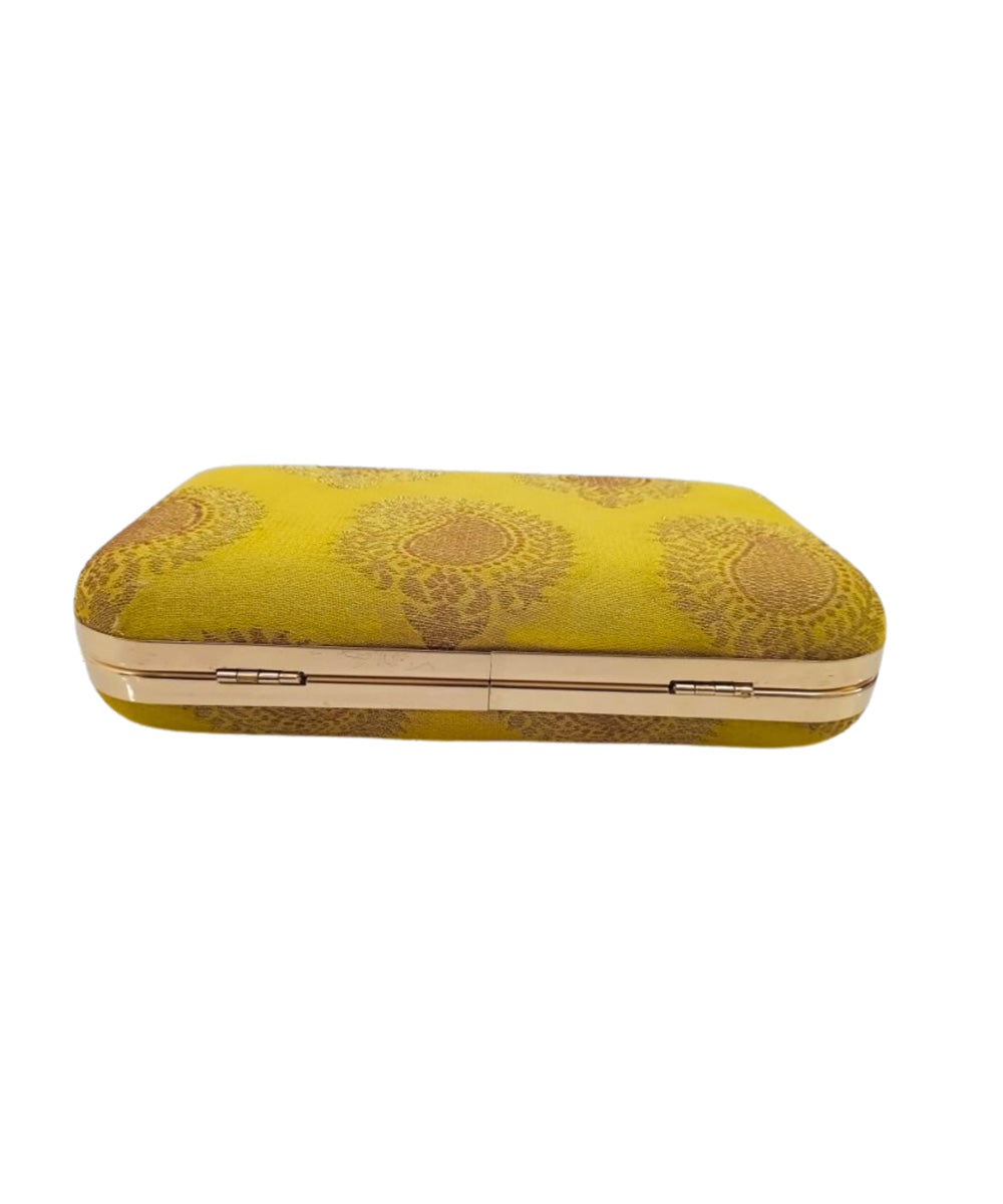 Yellow silk handcrafted clutch