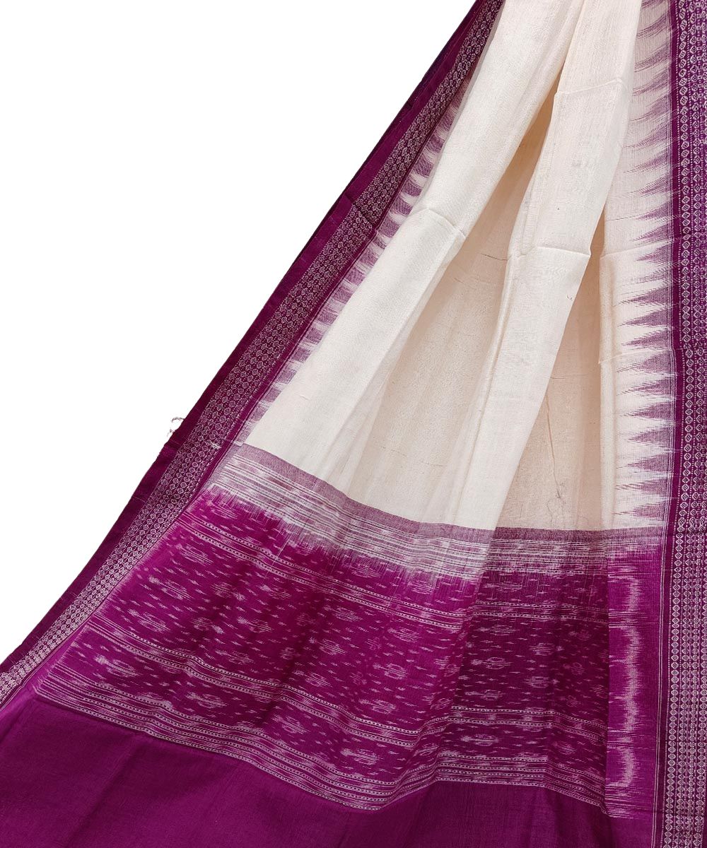 White burgundy handwoven cotton sambalpuri dupatta