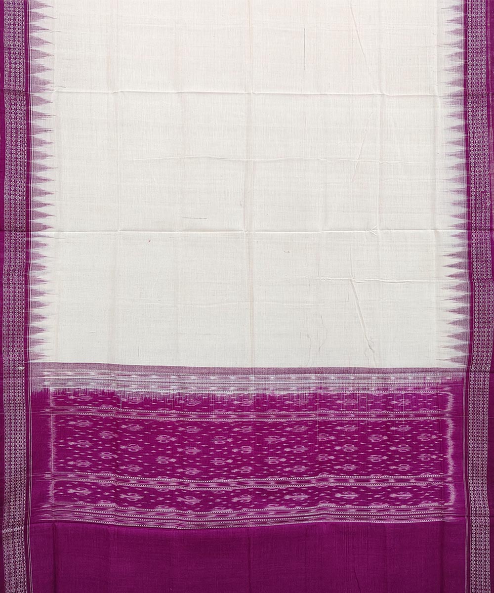 White burgundy handwoven cotton sambalpuri dupatta