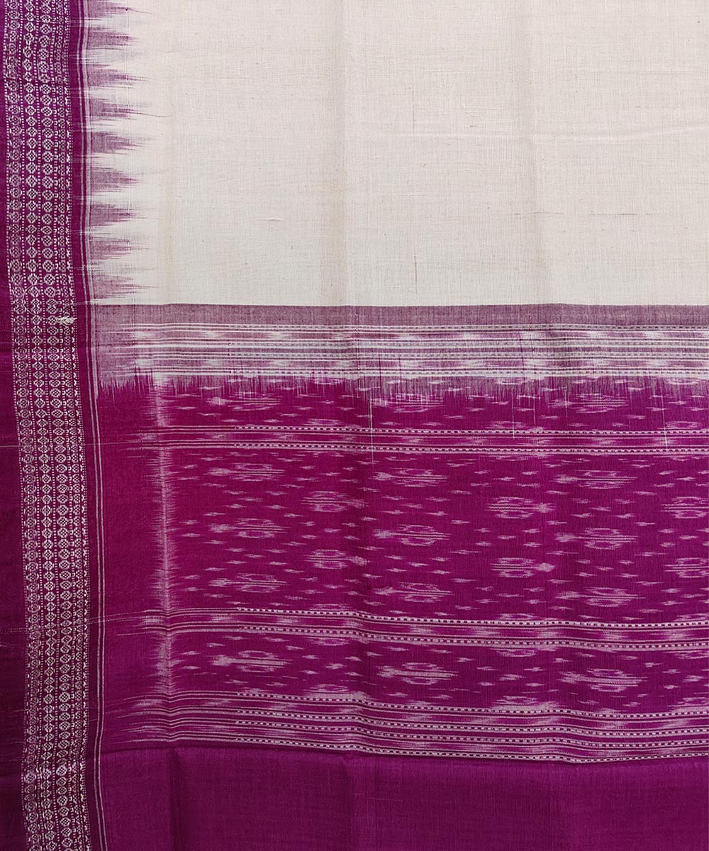 White burgundy handwoven cotton sambalpuri dupatta