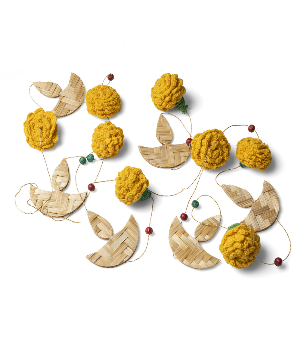 Marigold Diya Handcrafted Bamboo Streamers - Set of 2