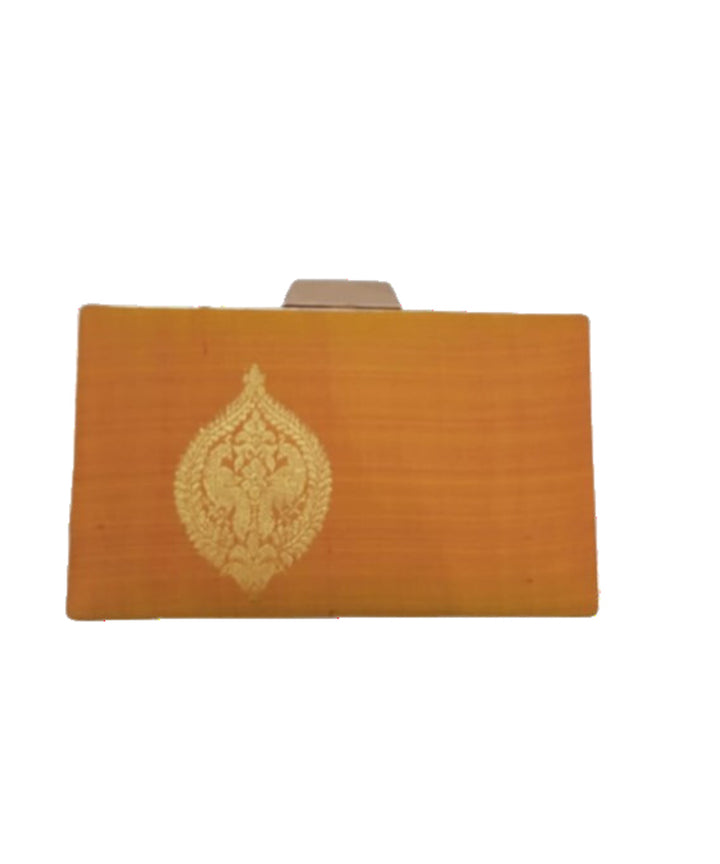 Yellow handcrafted silk clutch