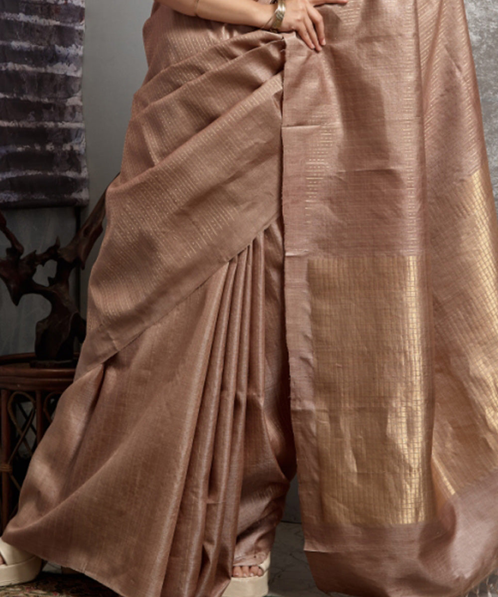 Beige chhatisgarh tussar silk handwoven saree