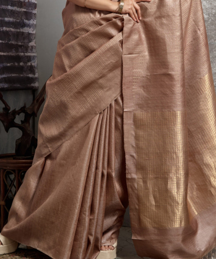Beige chhatisgarh tussar silk handwoven saree